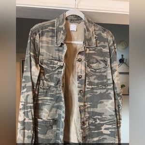 Camouflage button down blazer jacket